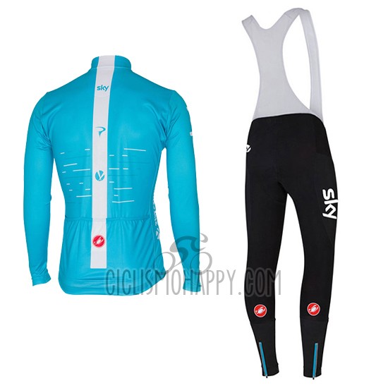 Sky Cycling Jersey Bib Tight 2017 Long Sleeve Blue